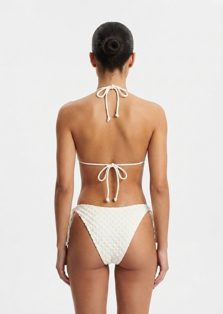 SHEIN Textured White Triangle Bikini Set