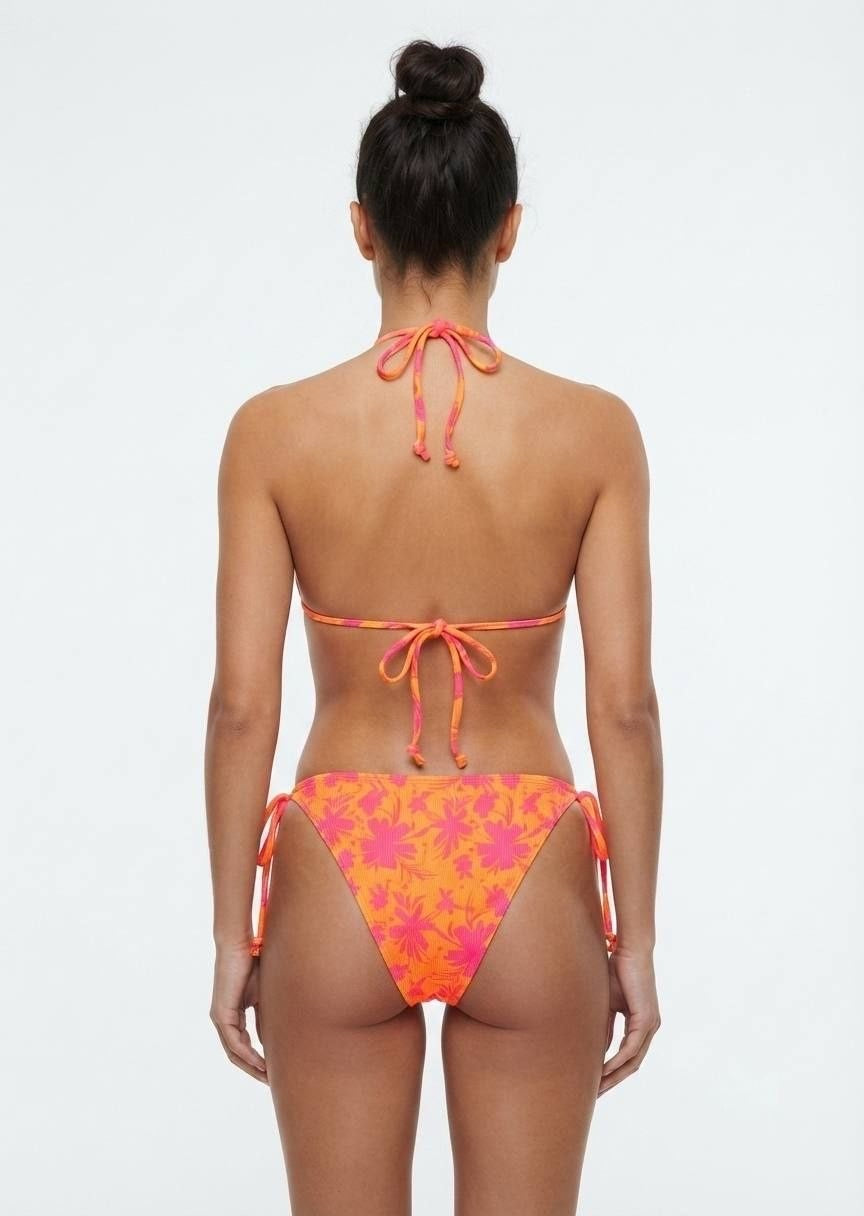 SHEIN Floral Ruffle-Edge Tie-Side Bikini Set