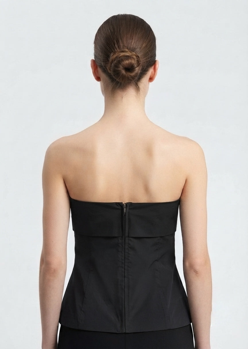 ZARA Women's Black Strapless Overlay Tube Top - Back Zip Chic Bodice