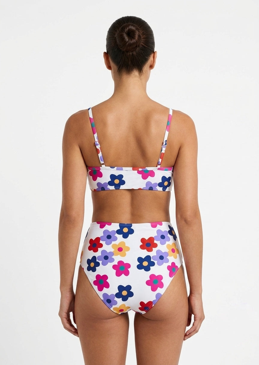 SHEIN Women's High-Waisted Bikini Set - Retro Floral Print