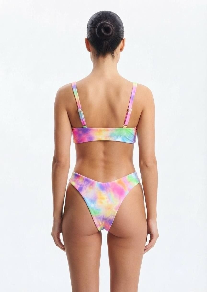 SHEIN Tie-Dye Knot-Front Bikini Set