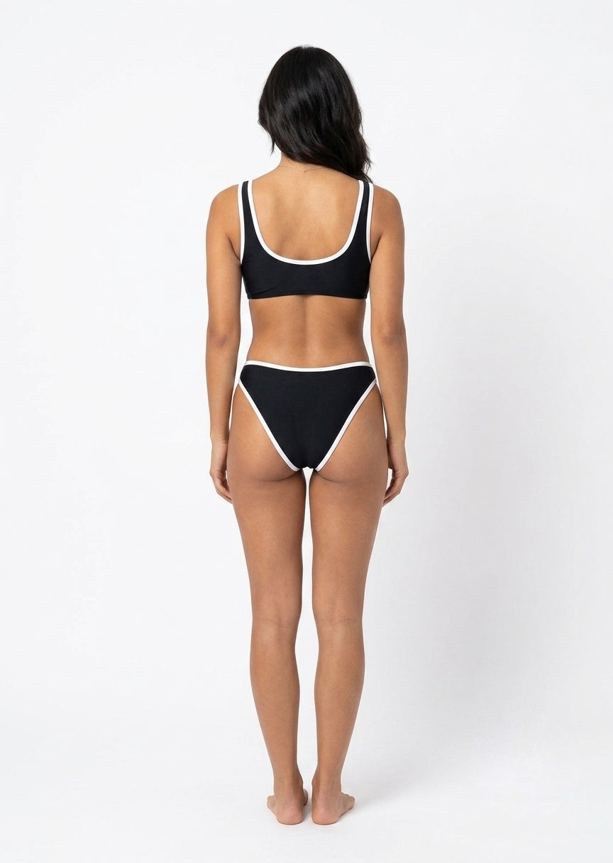 SHEIN Black & White Contrast Trim Bikini Set