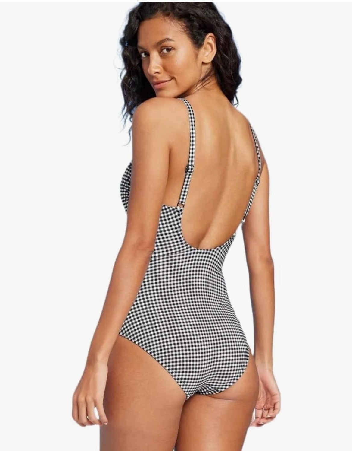 Kona Sol Brand Classic Black and White Gingham One-Piece Swimsuit