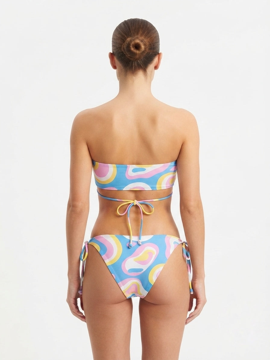SHEIN Swirl Print Strapless Bikini Set