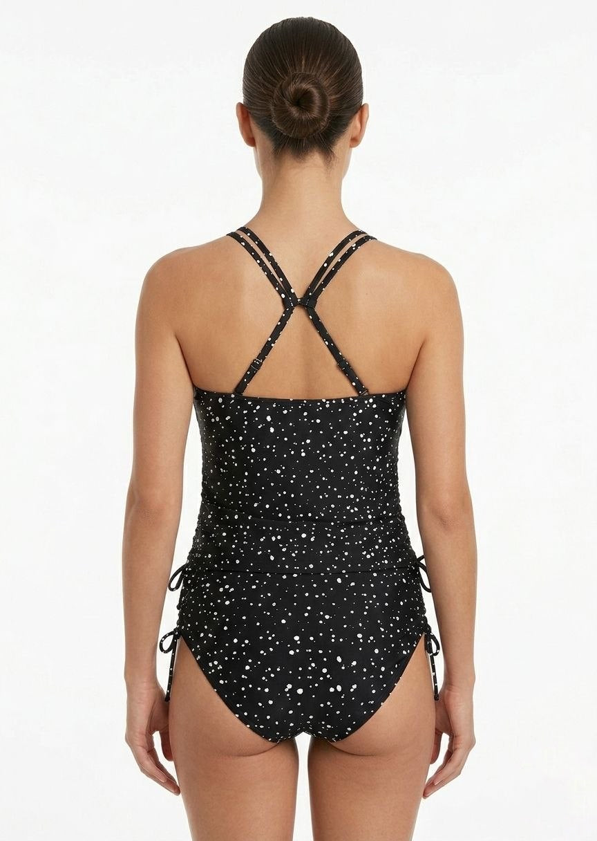 TU BRAND Women's Polka Dot Tankini Set with Side-Tie Details