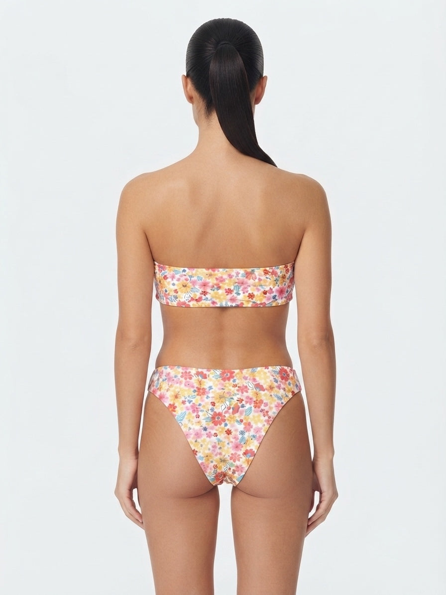 SHEIN Floral Print Keyhole Bandeau Bikini Set
