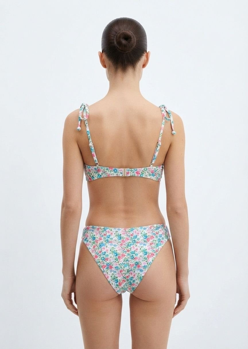 SHEIN Floral Print Tie-Strap Bikini Set