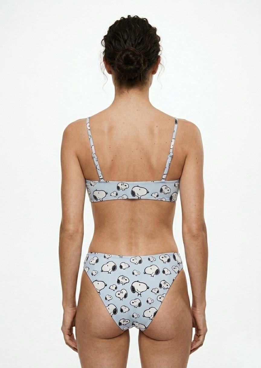 ROMWE Women's Bikini Set - Snoopy Print with Cut-Out Detail
