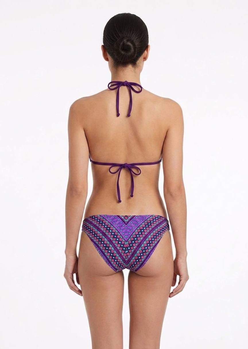 Reversible Purple Patterned Bikini Set - Two-in-One Swimwear