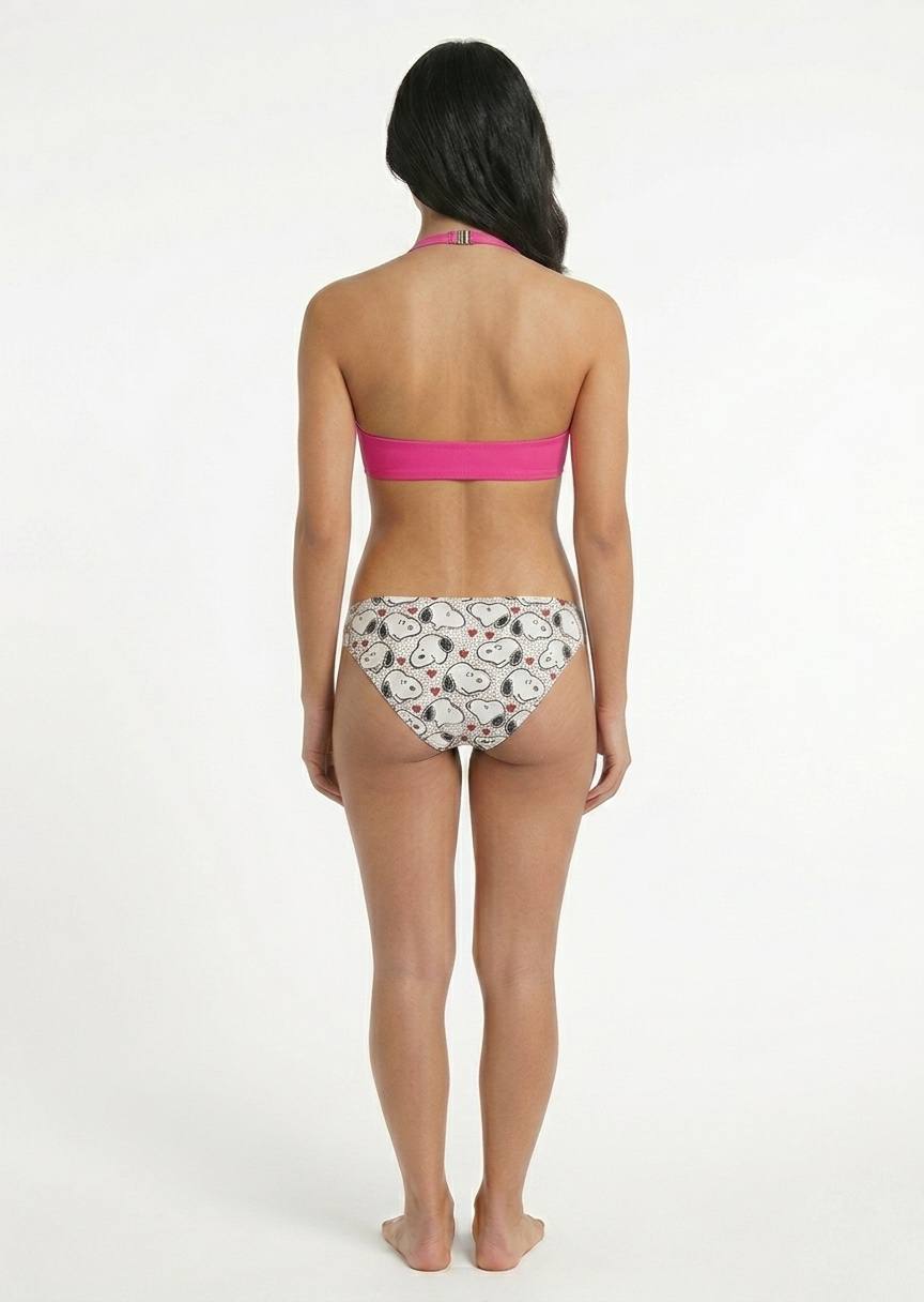 ROMWE Women's Two-Piece Bikini Set - Pink & Snoopy Graphic Print