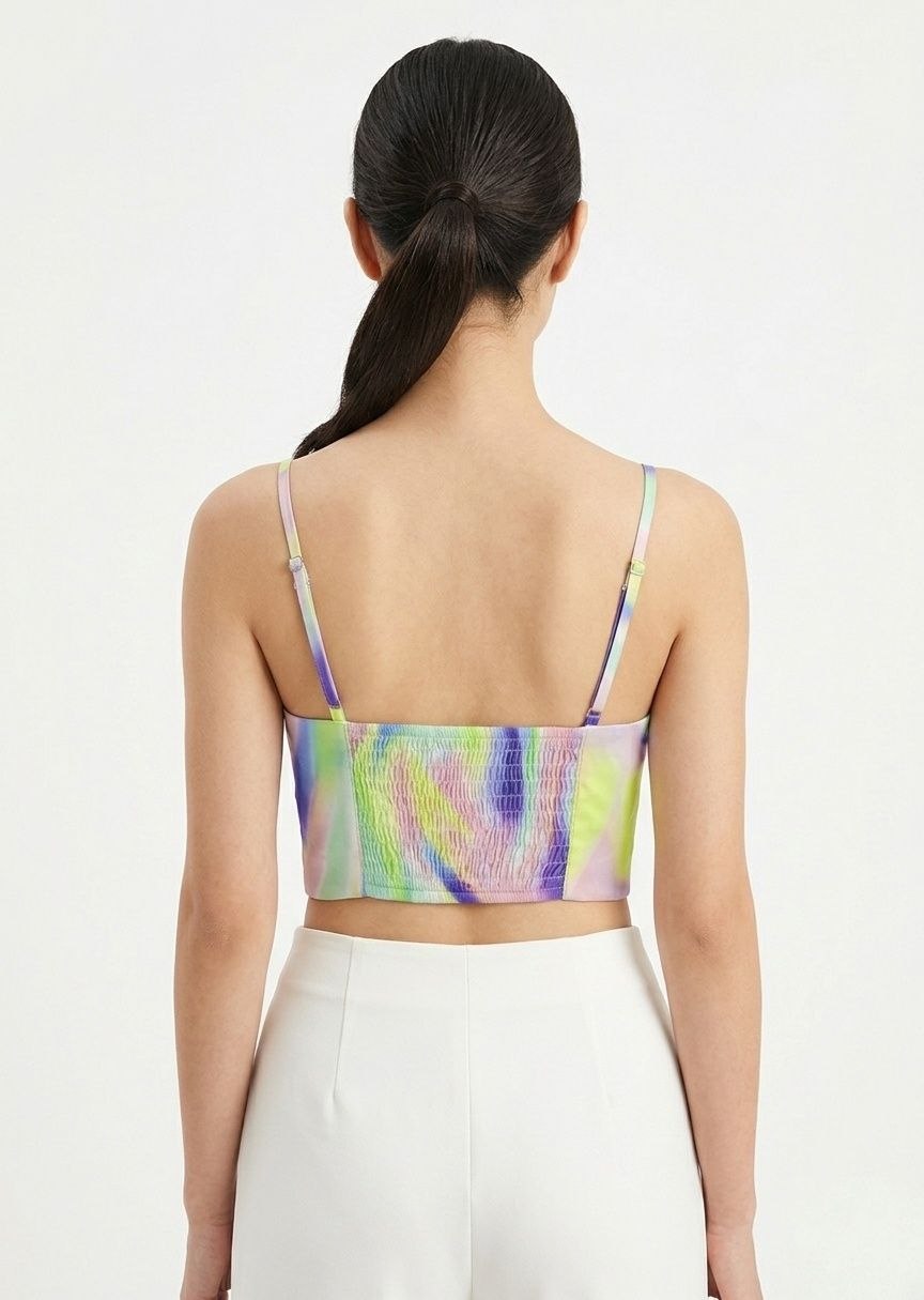 BERSHKA Tie-Dye Corset Style Crop Top