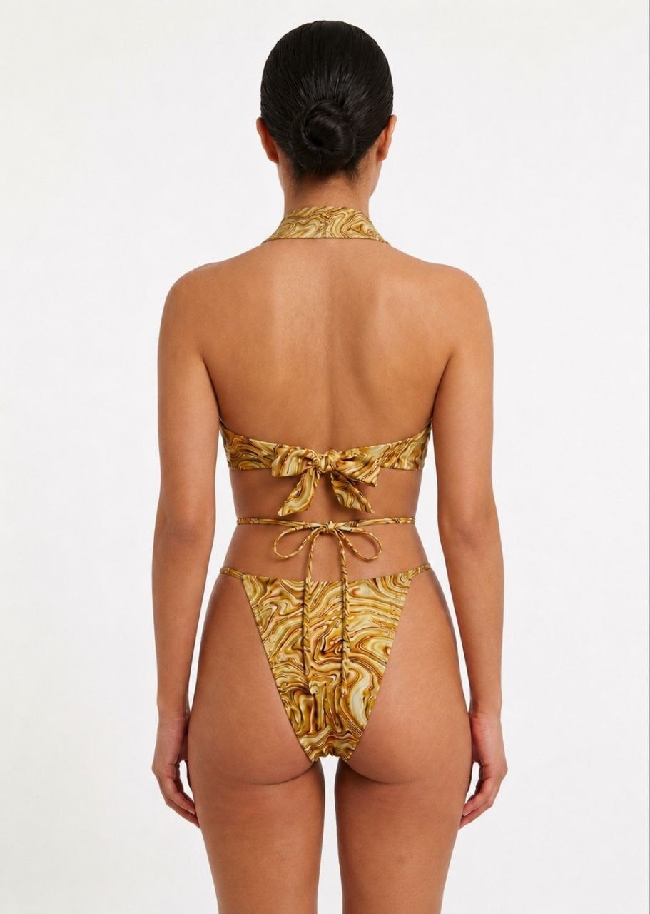 SHEIN Marble Print Cut-Out One-Piece Swimsuit