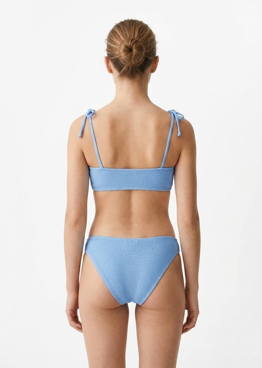 ESMARA Light Blue Textured Tie-Strap Bikini Set
