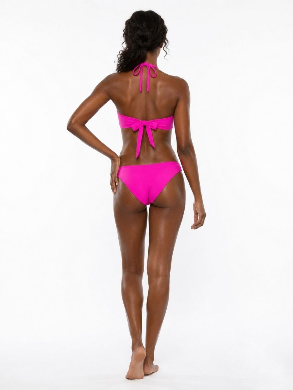 SHEIN Hot Pink Bow Halter Bikini Set