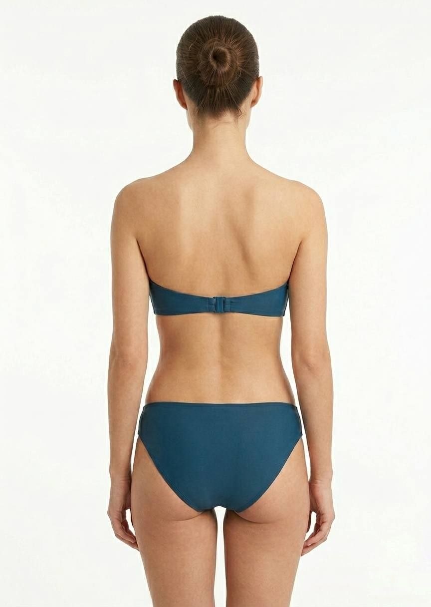 Classic Ruched Bandeau Bikini Set - Deep Teal