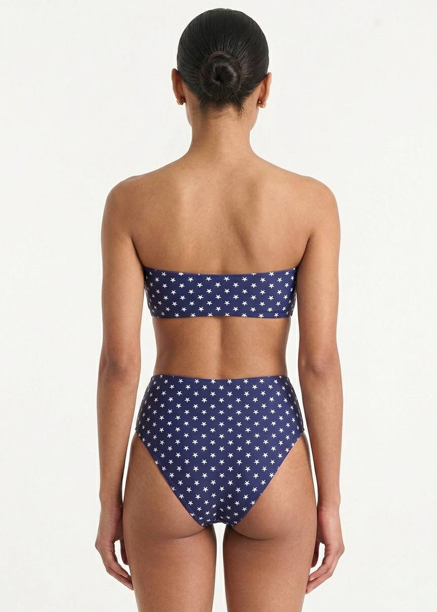 ROMWE High Waist Stars & Stripes Bandeau Bikini Set