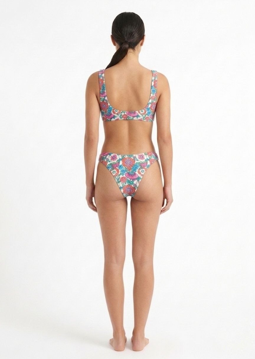 SHEIN Floral Scoop Neck High-Leg Bikini Set