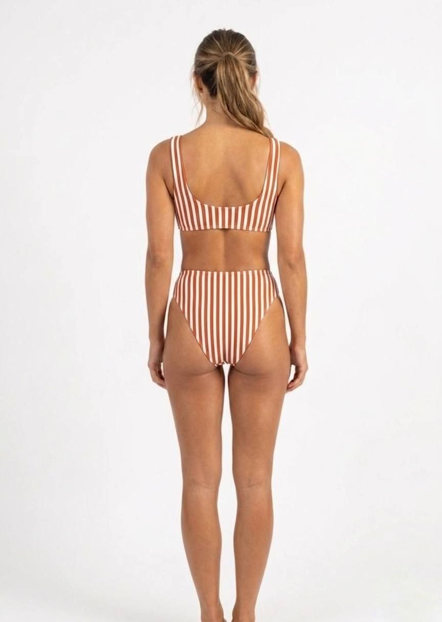 SHEIN Ribbed Cut-Out One-Piece Swimsuit with Shoulder Ties