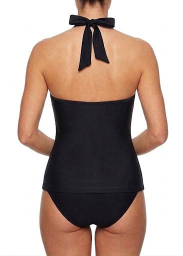 ESMARA Zebra Print Halter Tankini Set – Two-Piece Swimsuit in Black