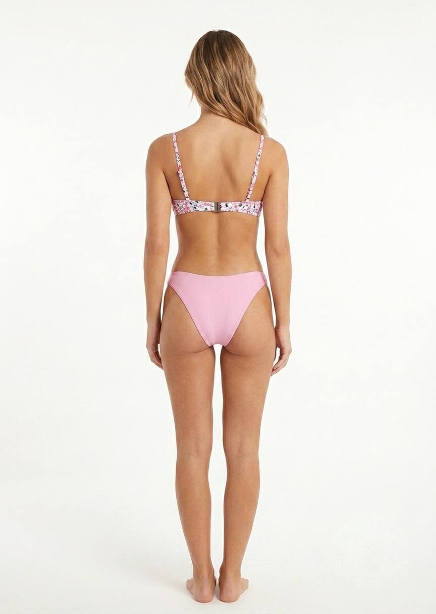 ROMWE Snoopy Print Bikini Top and Solid Pink Bottoms Swimsuit Set