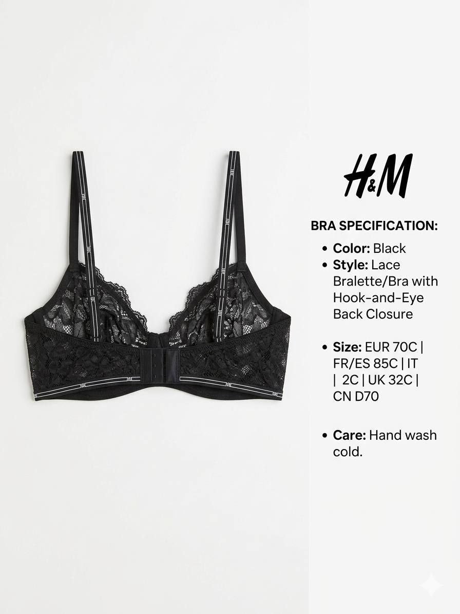 Sleek Lace Padded Underwire Bra – Classic Black