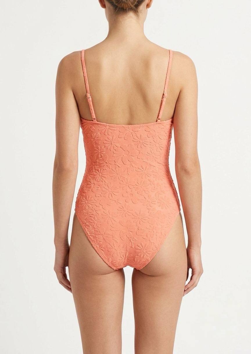 TU BRAND Floral Textured One-Piece Swimsuit
