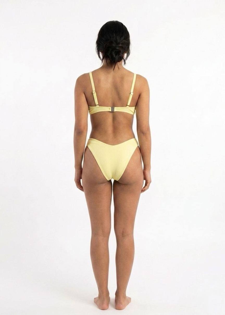 SHEIN Yellow Ribbed Underwire Bikini Set