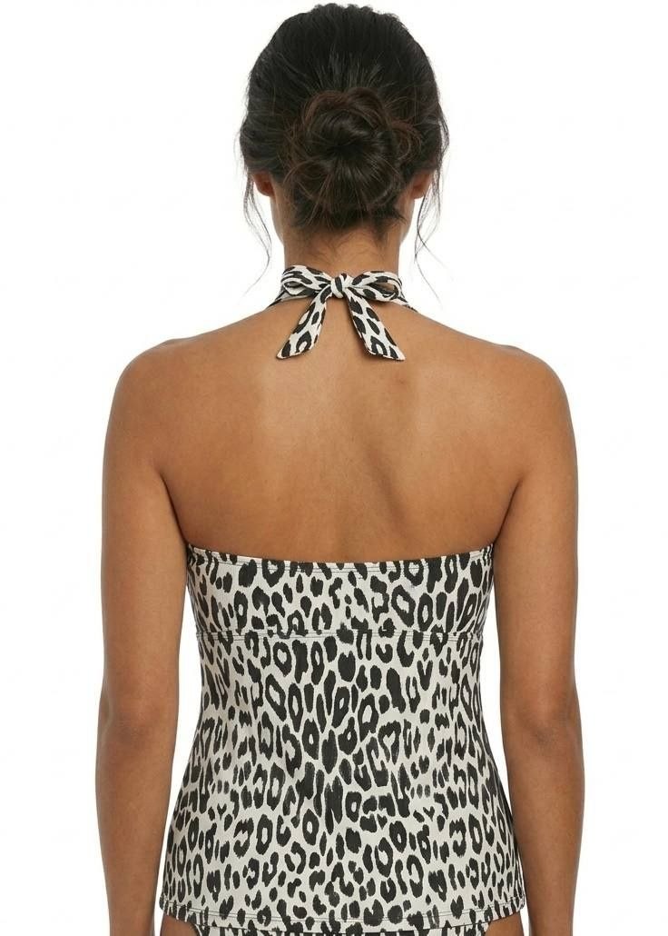 TU Leopard Print Halter Tankini Swimsuit Top