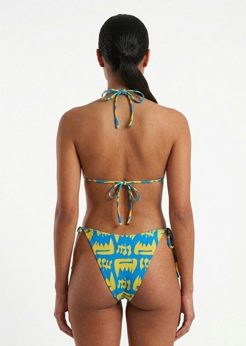 SHEIN Abstract Graphic Print Halter Bikini Set