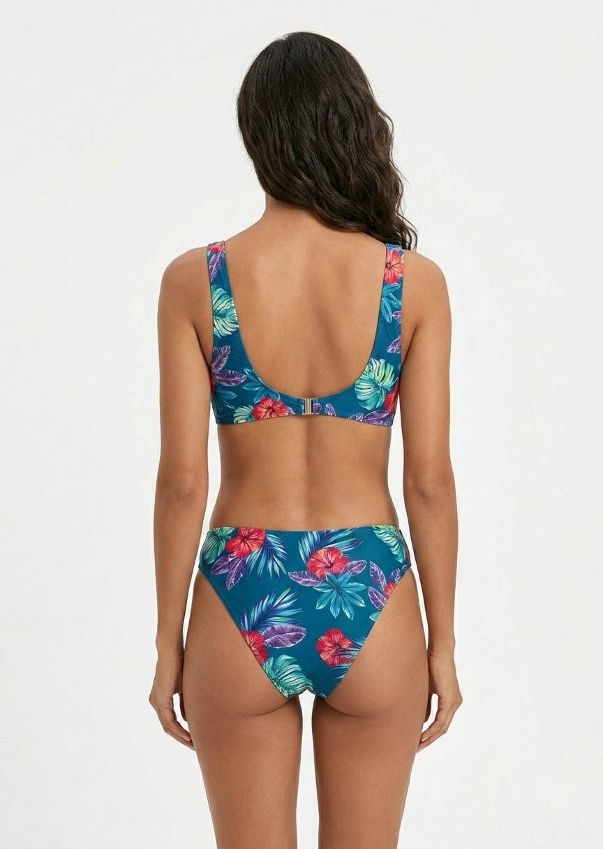 SHEIN Tropical Floral Front-Tie Bikini Set