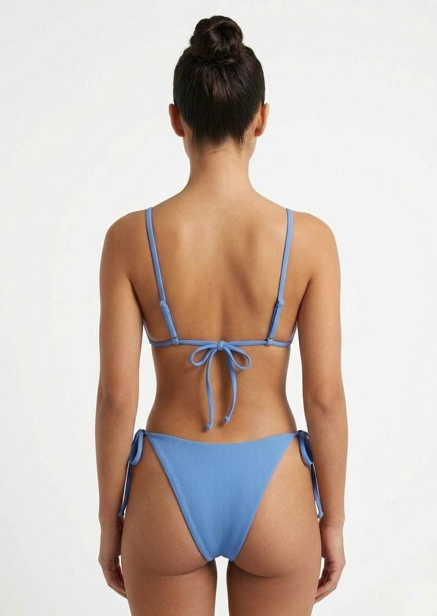 SHEIN Ribbed Triangle Tie-Side Bikini Set