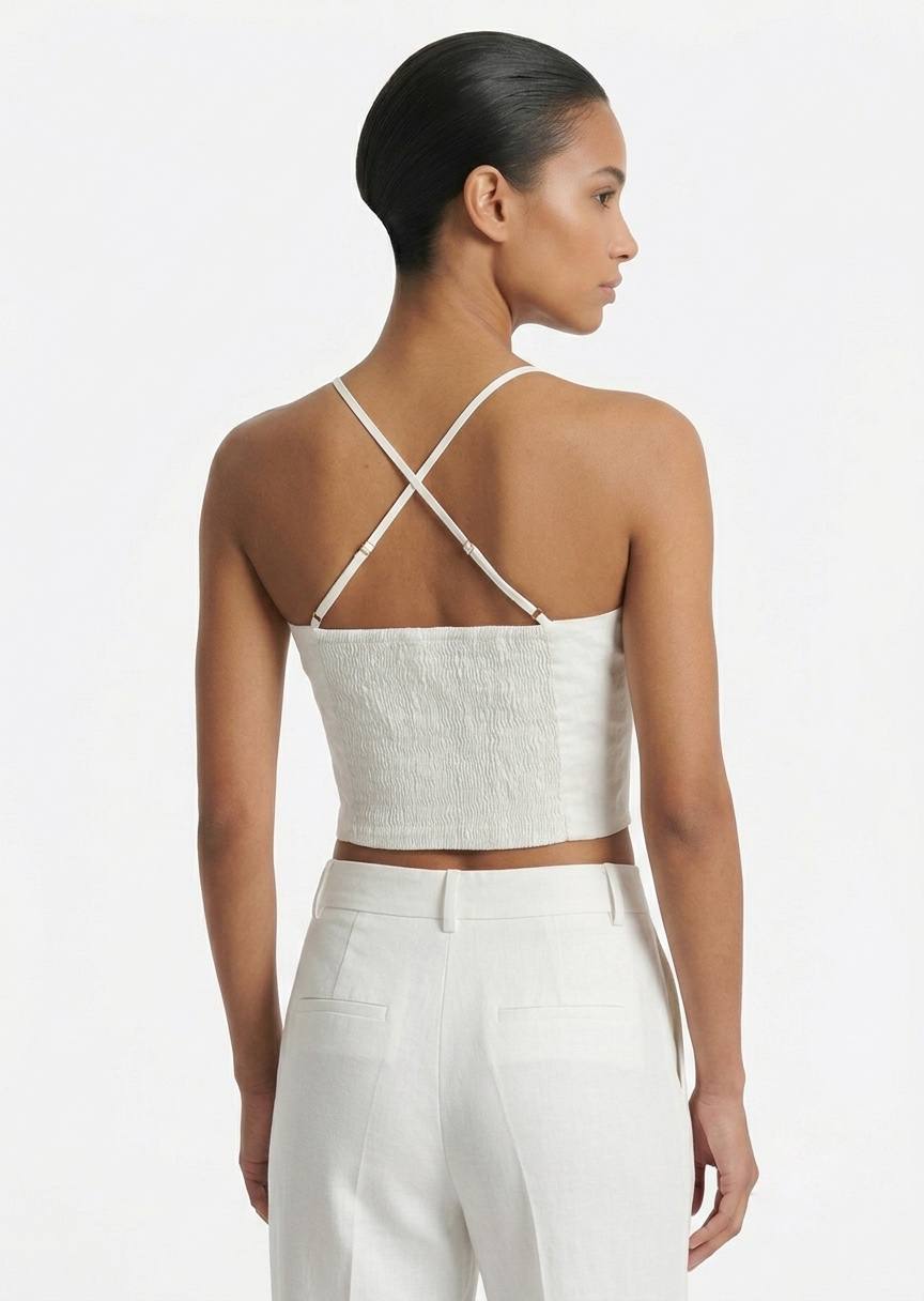 BERSHKA Elegant Corset-Style Crop Top with Gold Hardware Detail