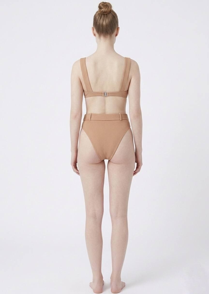 SHEIN Ribbed Underwire Belted Bikini Set
