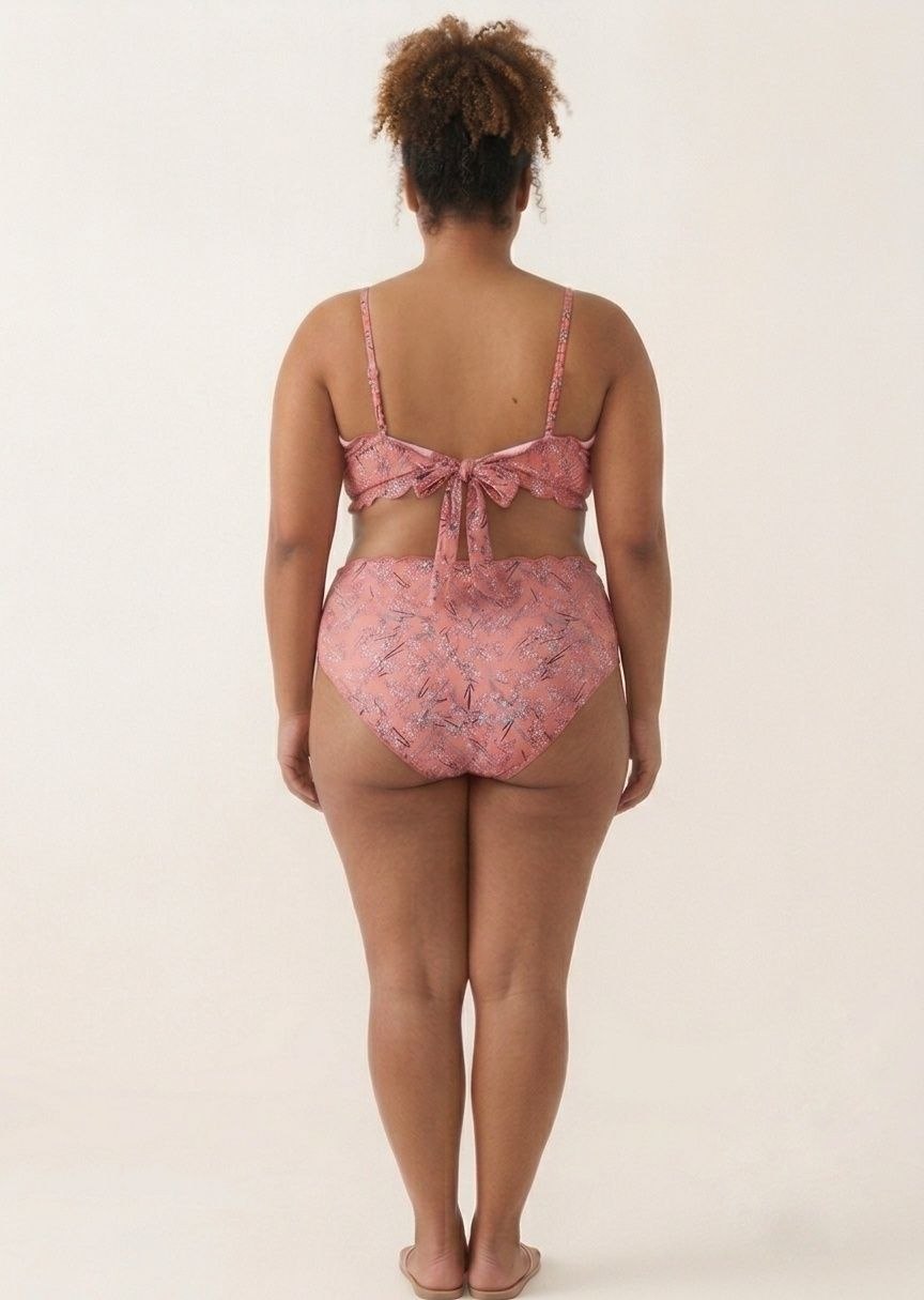SHEIN Floral Print Scalloped High-Waisted Bikini Set
