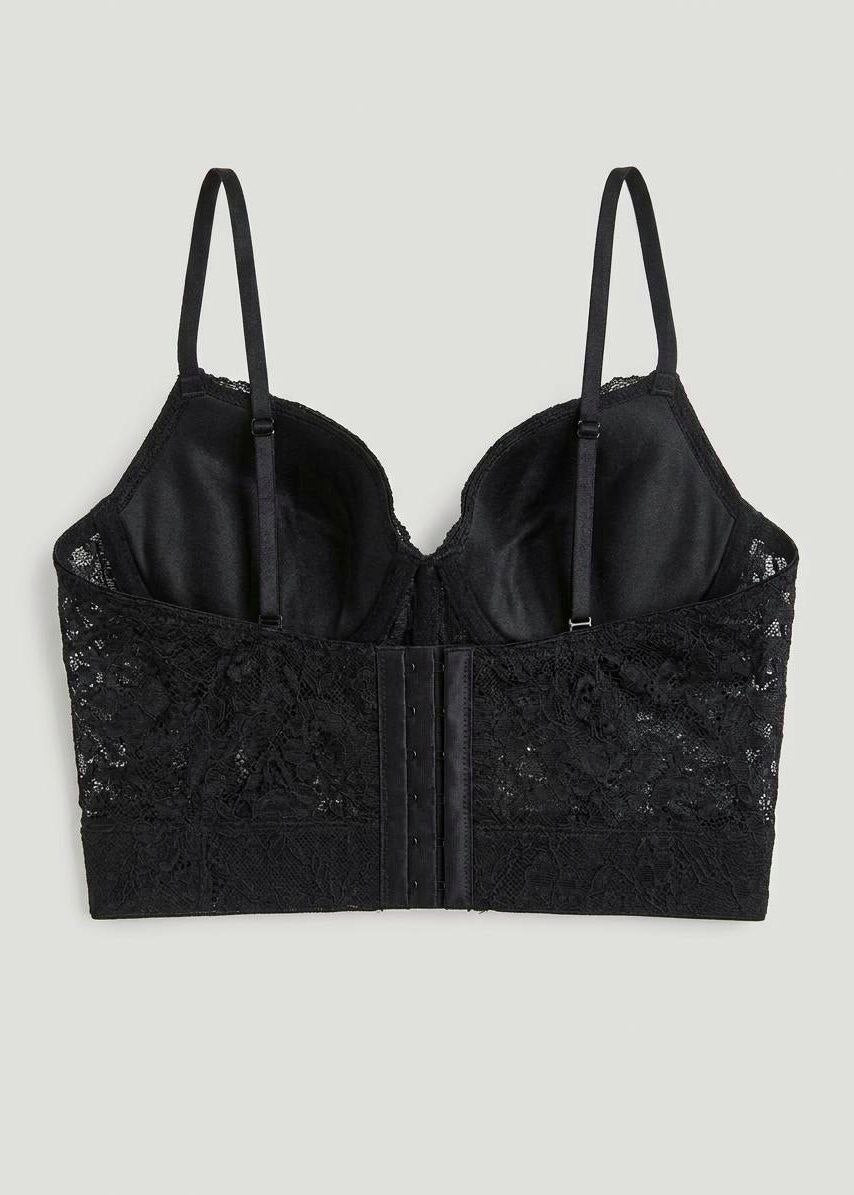Chic Lace Longline Balconette Bra - Black