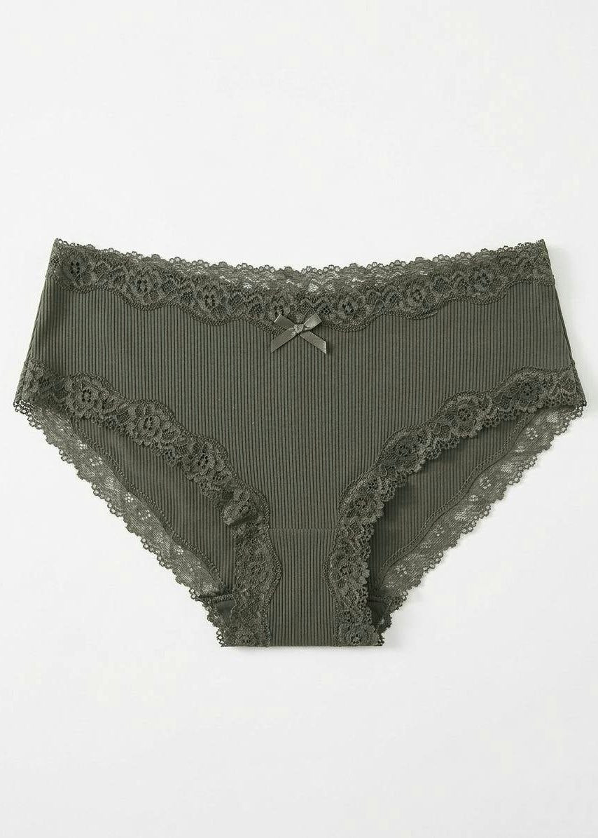 H&M Sleek Ribbed Comfort Panties – Olive Green