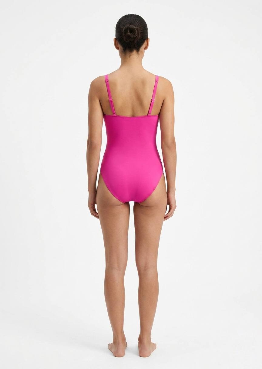 TU BRAND Fuchsia Twist-Front One-Piece Swimsuit