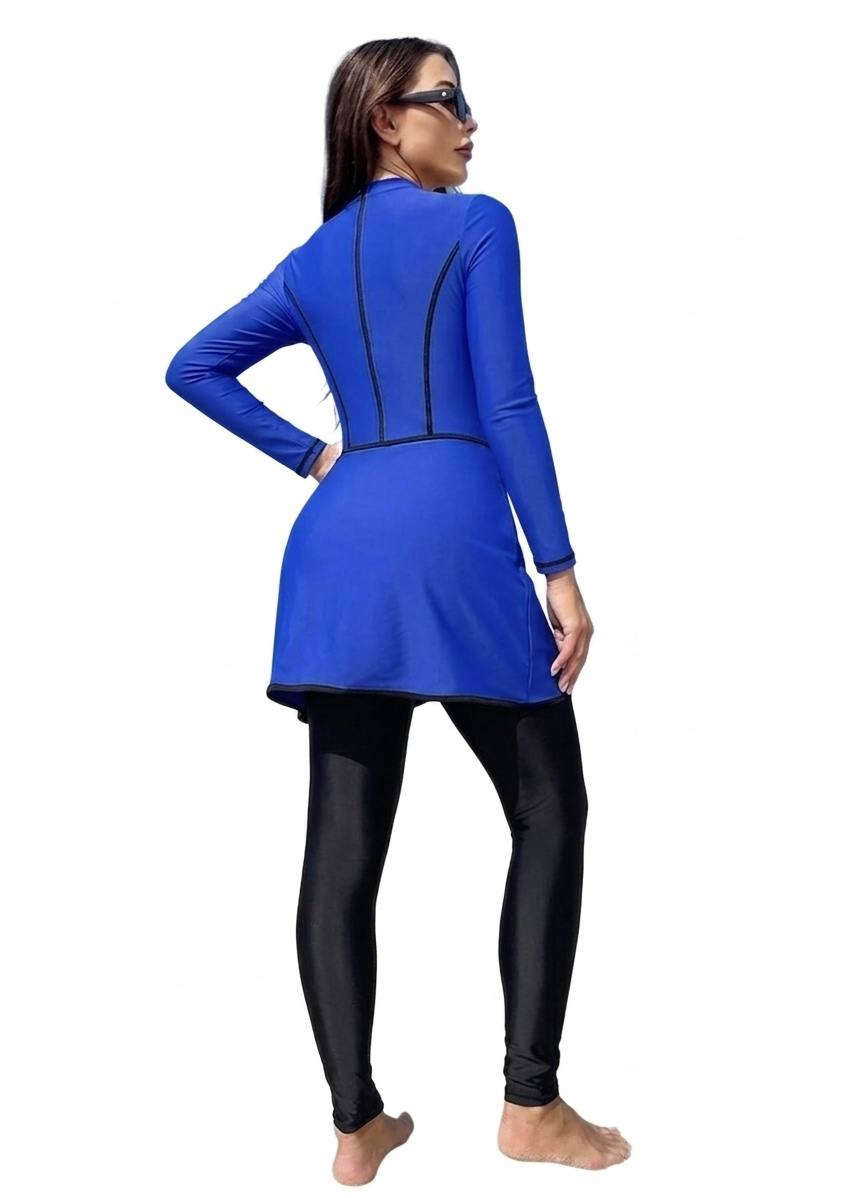 SHEIN Modest Zip-Front Long Sleeve 3-Piece Swimwear Set .
