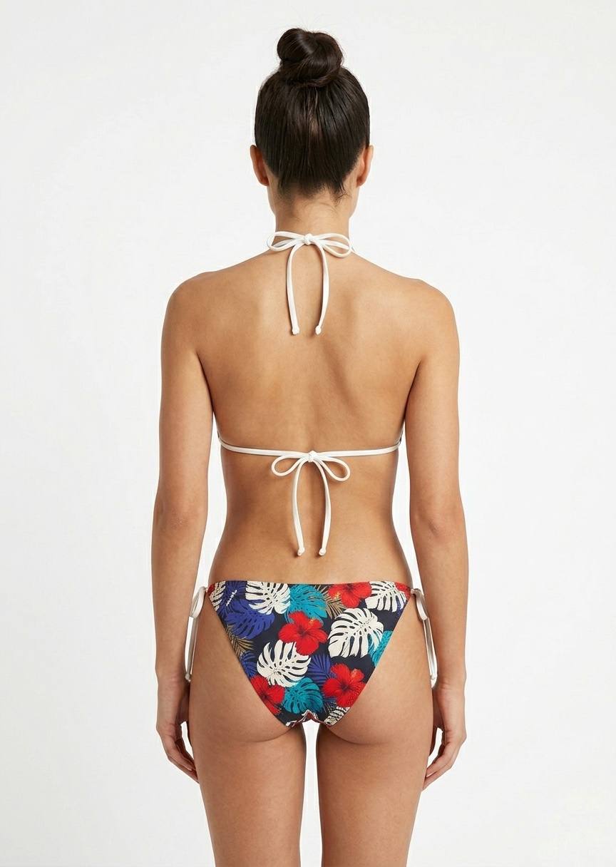 SHEIN Tropical Floral Triangle Bikini Set with Side-Tie Strings