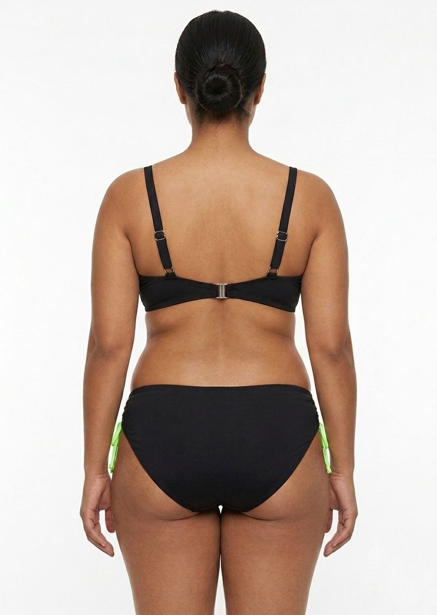 SHEIN Black and Neon Green Contrast Bikini Set