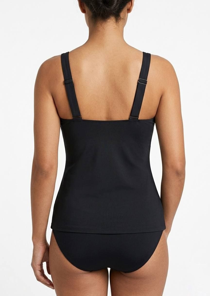 HUNKEMOLLER Ruched Underwire Tankini Swim Top with Metallic Detail
