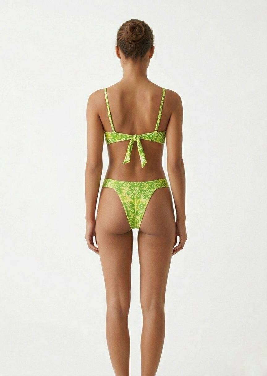 SHEIN Women's Ruffle Underwire Bikini Set - Green Floral Print