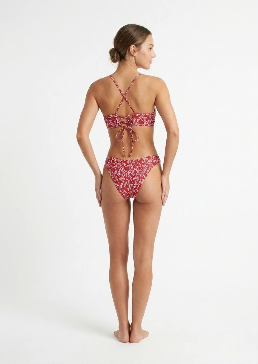 SHEIN Ditsy Floral Triangle V-Brief Bikini Set