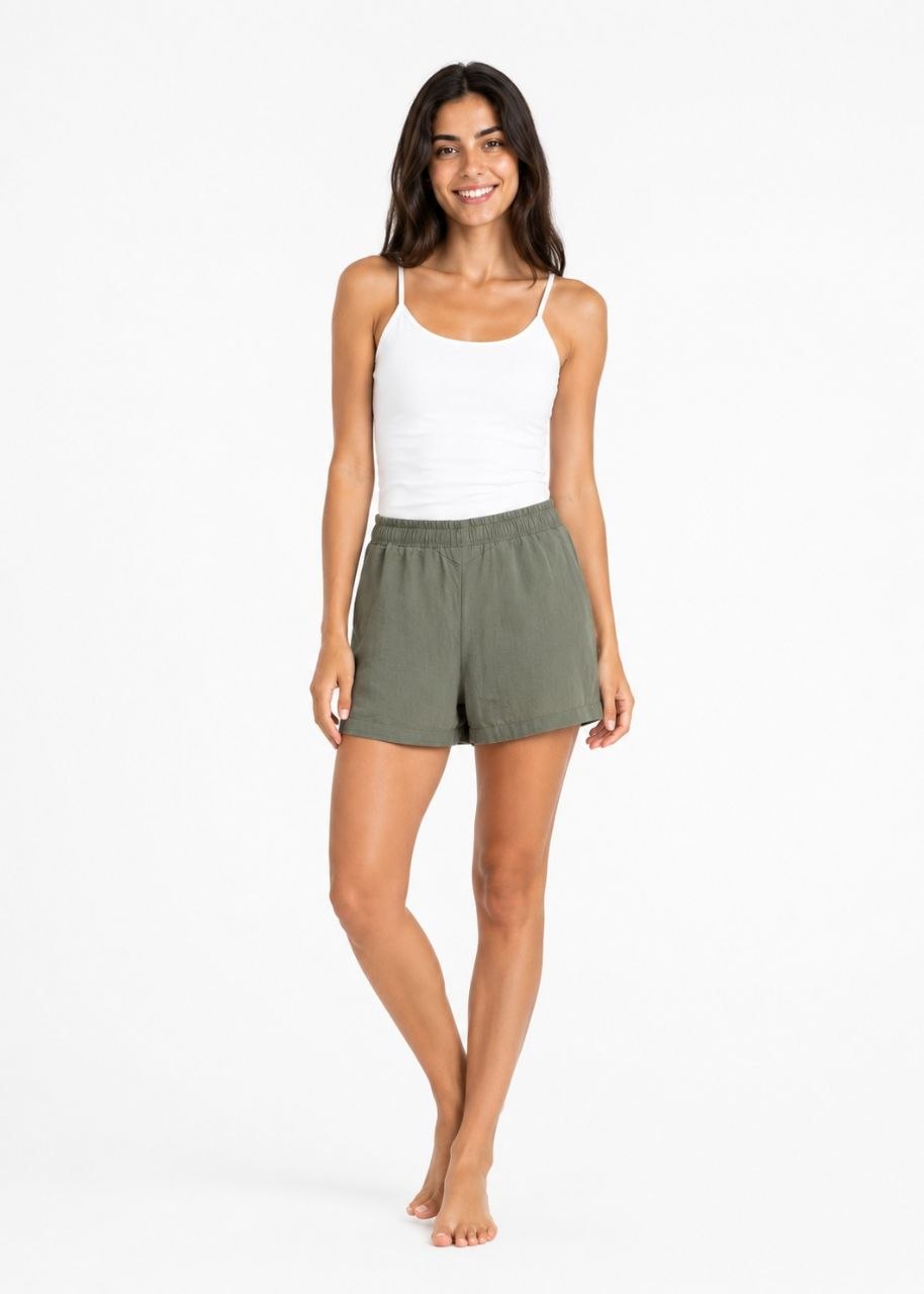 Olive Green Lightweight Casual Shorts