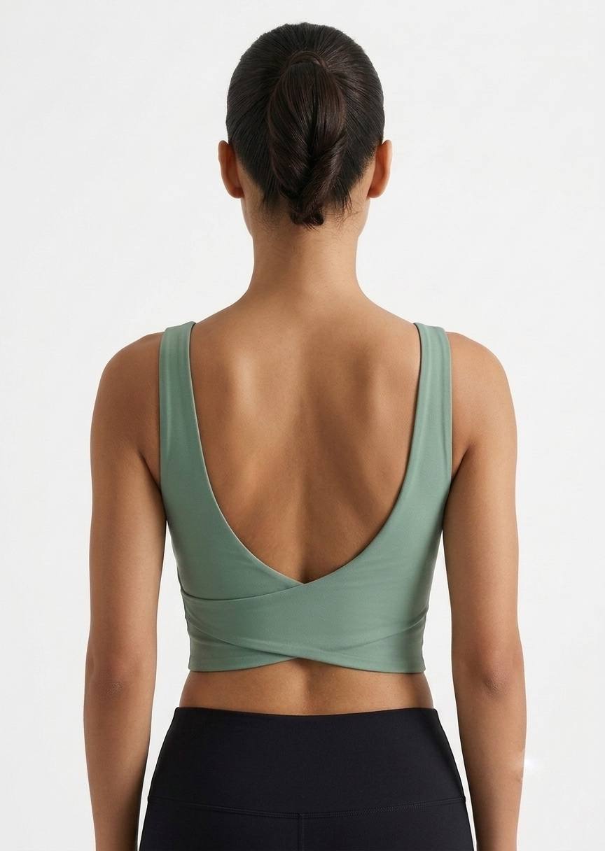 Women's PADDED BUST Activewear Cross-Back Sports Crop Top