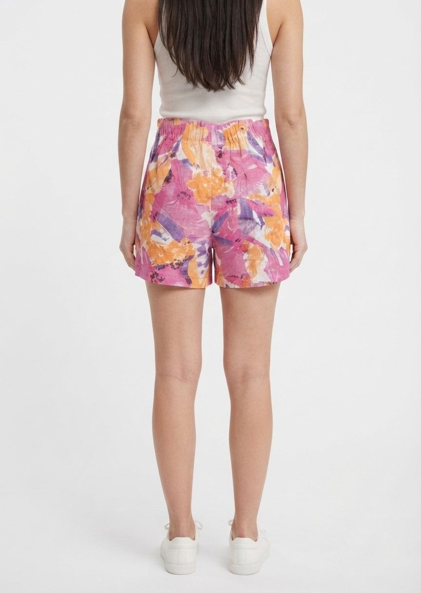ESMARA Floral Print Elastic Waist Casual Shorts