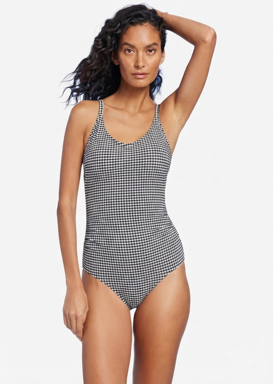 Kona Sol Brand Classic Black and White Gingham One-Piece Swimsuit