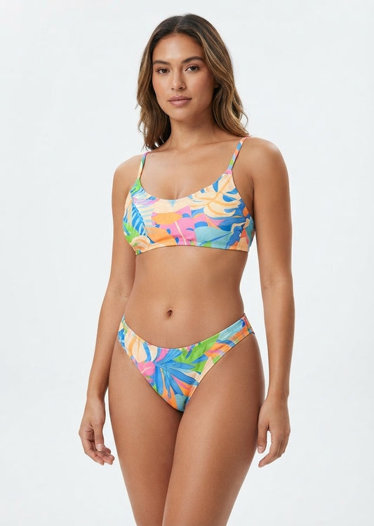 Wild fable Brand Colorful Tropical Print Scoop Bikini Set
