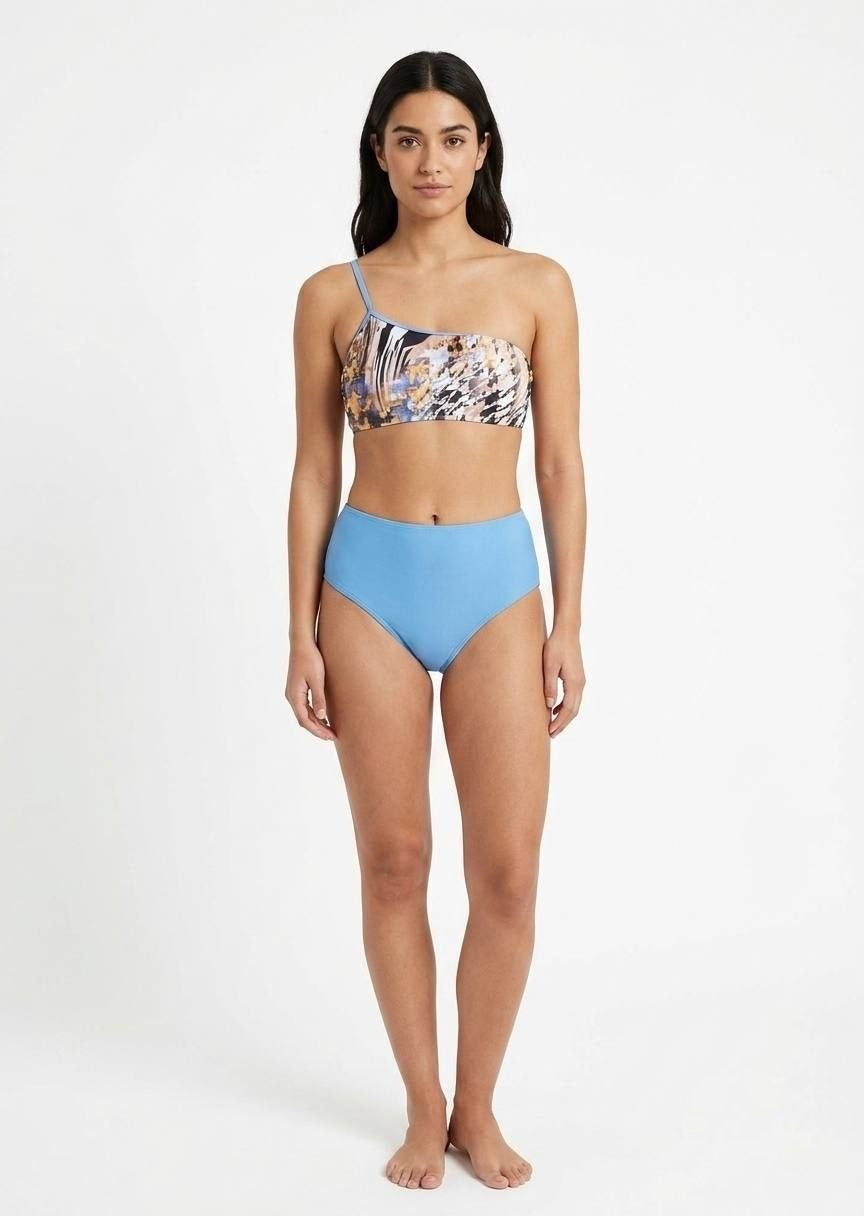 Shein Mixed Print One-Shoulder High-Waist Bikini Set