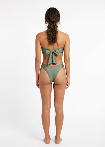SHEIN Olive Green Strapless Bandeau Bikini Set